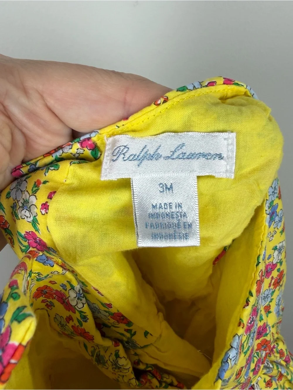 Ralph Lauren Baby Girl Yellow Floral Short Sleeve Fit & Flare Dress Size 3 Month